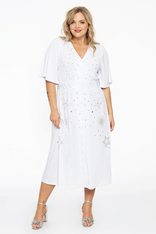 Voorbeeld Doodskaak drinken Yoek jurk DOLCE van travelstof wit | wehkamp