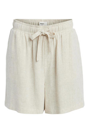 high waist linnen loose fit short OBJSANNE ecru