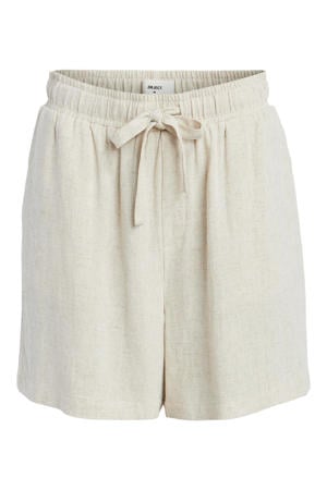 high waist linnen loose fit short OBJSANNE ecru