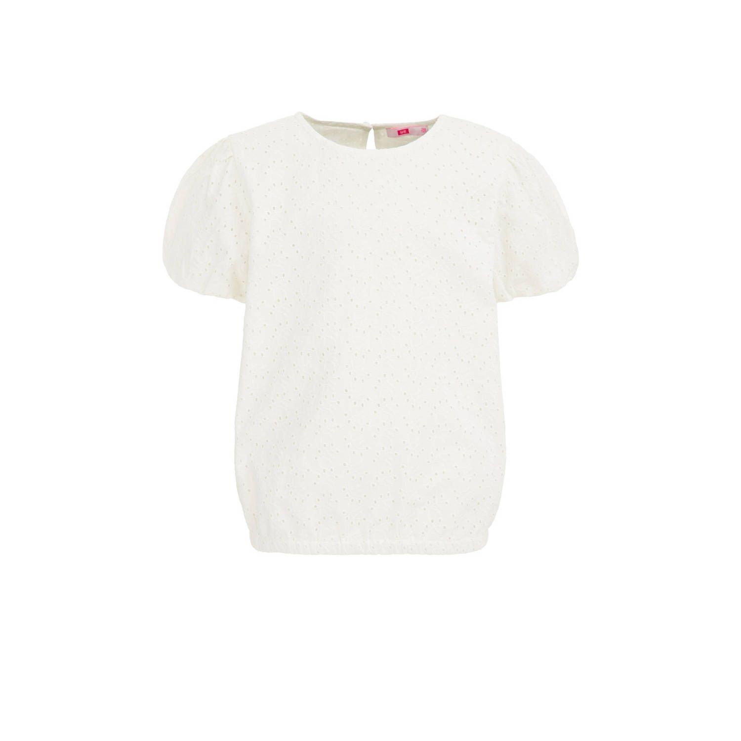 WE Fashion T-shirt wit Meisjes Katoen Ronde hals Effen 110 116