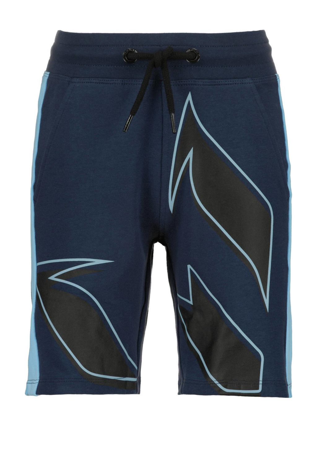 Donkerblauw en zwarte jongens Vingino x Messi short Mosmota van katoen met regular waist en elastische tailleband met koord