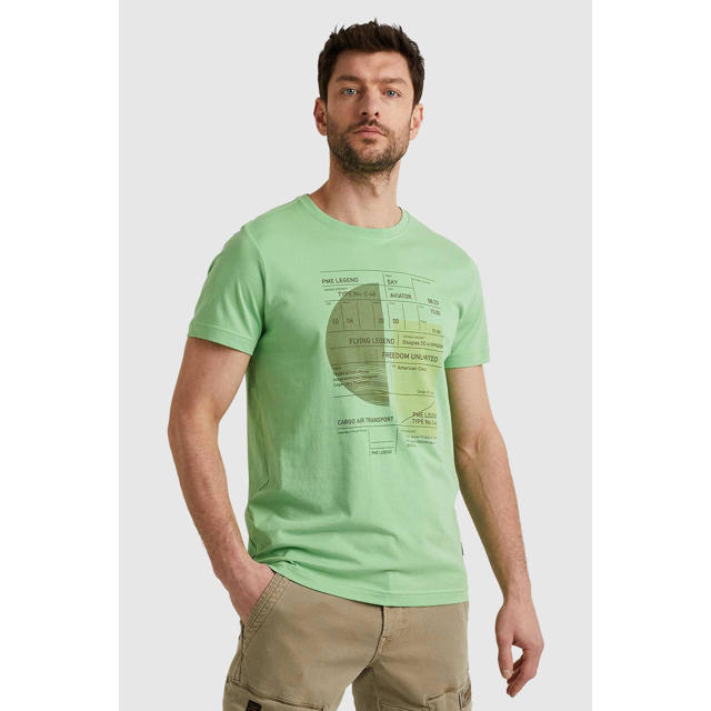 PME Legend regular fit T-shirt printopdruk groen | wehkamp