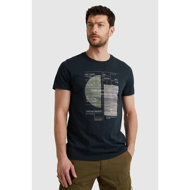 pindas schildpad Verslaggever PME Legend regular fit T-shirt met printopdruk donkerblauw | wehkamp