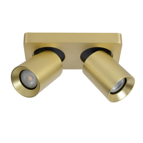 Lucide NIGEL - Plafondspot - LED Dim to warm - GU10 - 2x5W 2200K/3000K - Mat Goud / Messing afbeelding