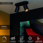 thumbnail: Lucide PUNCH - Plafondspot - 2xGU10 - Zwart