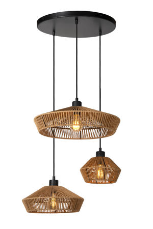 YUNKAI - Hanglamp - Ø 60 cm - 3xE27 - Licht hout