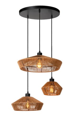 YUNKAI - Hanglamp - Ø 60 cm - 3xE27 - Licht hout