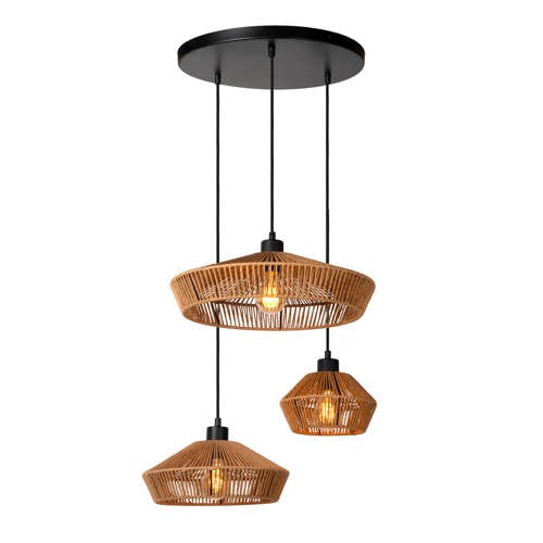 Wehkamp Lucide YUNKAI - Hanglamp - Ø 60 cm - 3xE27 - Licht hout aanbieding