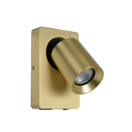 Lucide NIGEL - Bedlamp / Wandlamp - LED Dim to warm - GU10 - 1x5W 2200K/3000K - Met USB oplaadpunt - Mat Goud / Messing afbeelding