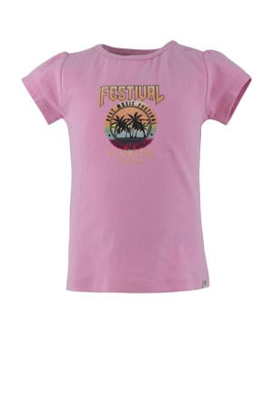 T-shirt Femke met printopdruk roze