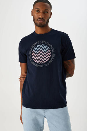 slim fit T-shirt met printopdruk dark moon