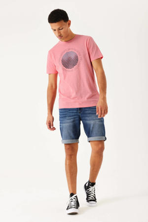 slim fit T-shirt met printopdruk bright coral