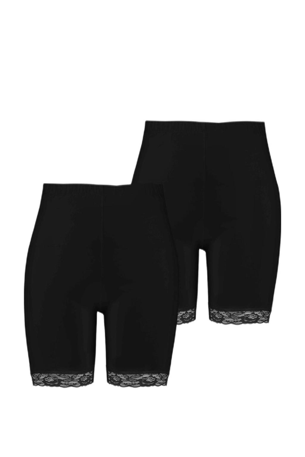 MS Mode Plus Size cycling short met kant set van 2 zwart wehkamp