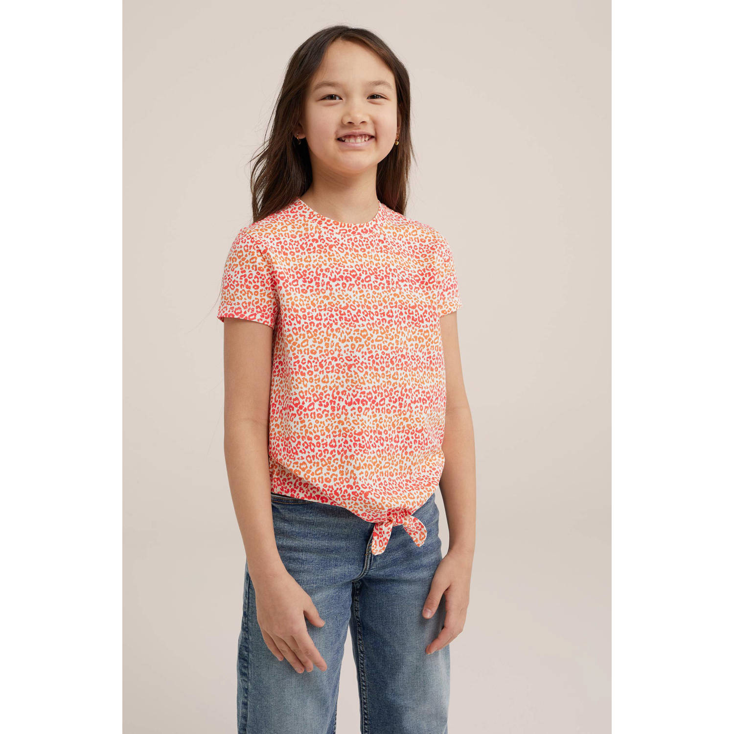 WE Fashion gestreept T-shirt oranje rood