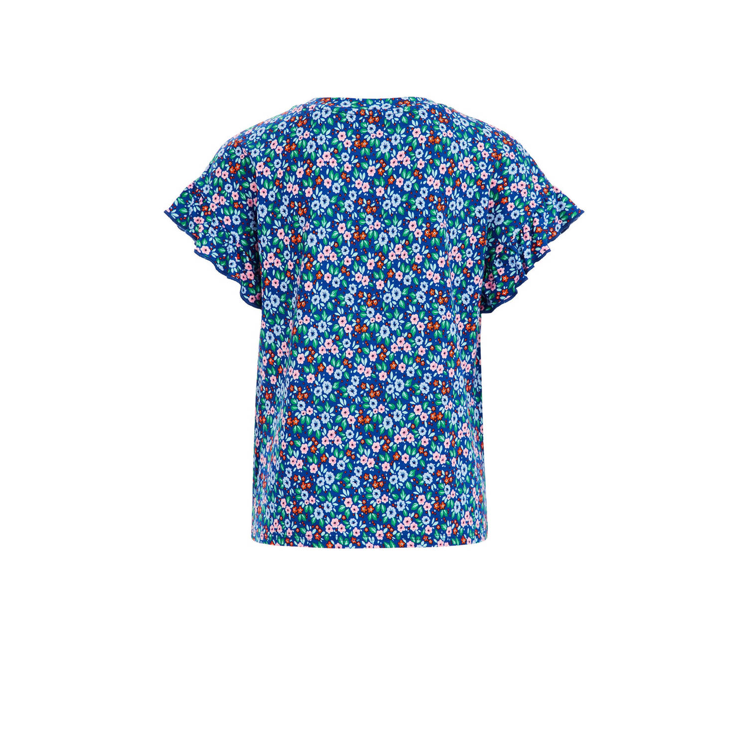 WE Fashion T-shirt met all over print blauw