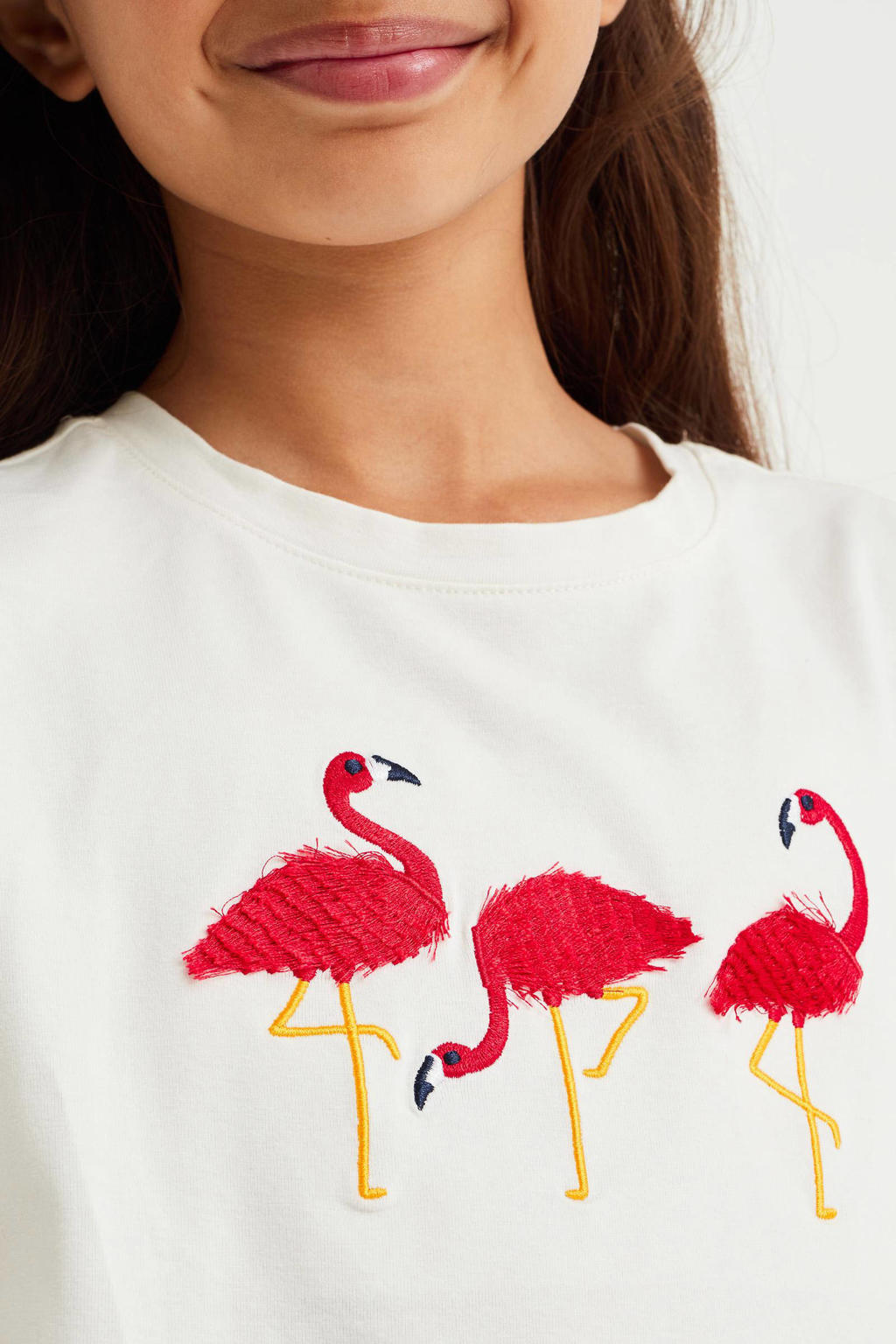 We Fashion T Shirt Anita Met Printopdruk En Borduursels Ecru Rood Wehkamp