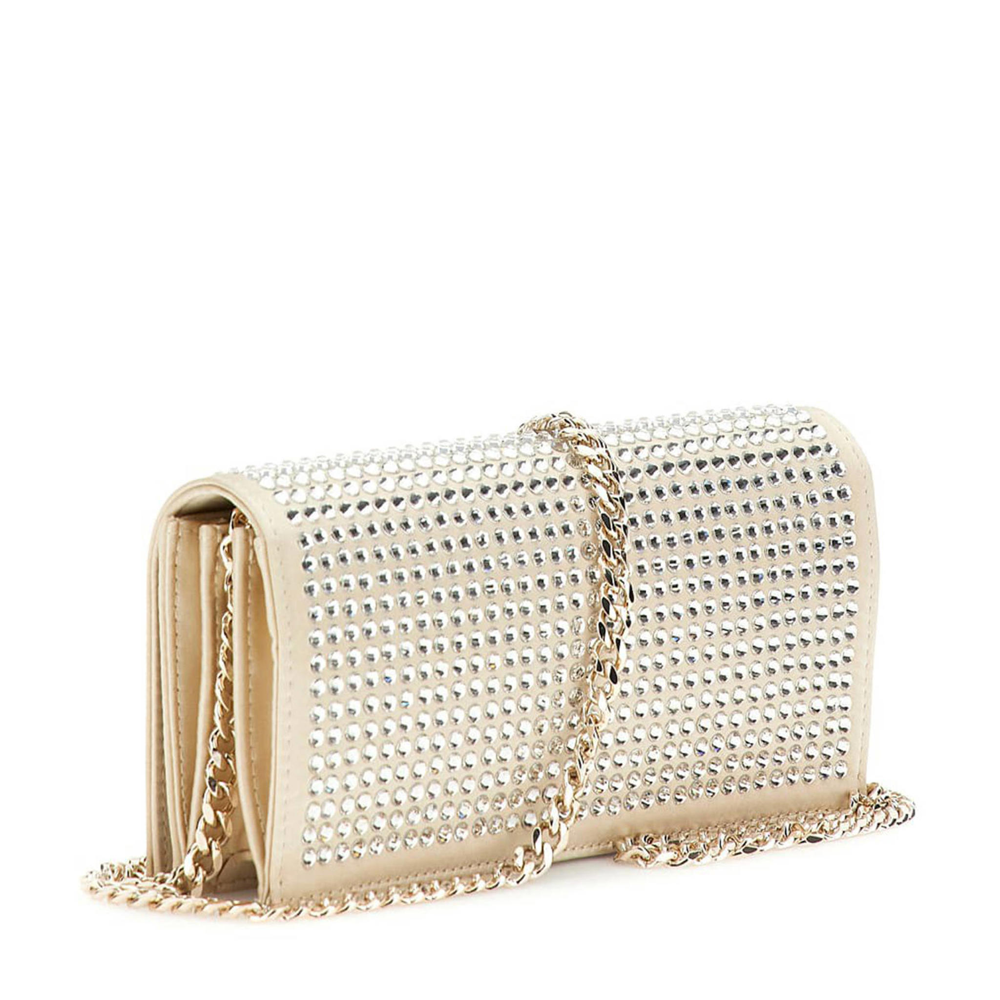 GUESS clutch Gilded Glamour met strass goudkleurig wehkamp