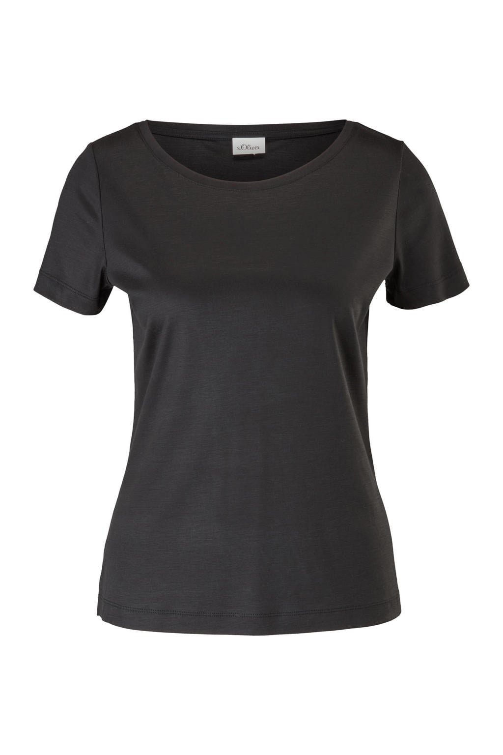 S.Oliver BLACK LABEL T-Shirt Donna – Girocollo, Maniche Corte, Spalle Sovrapposte, Vestibilità Normale