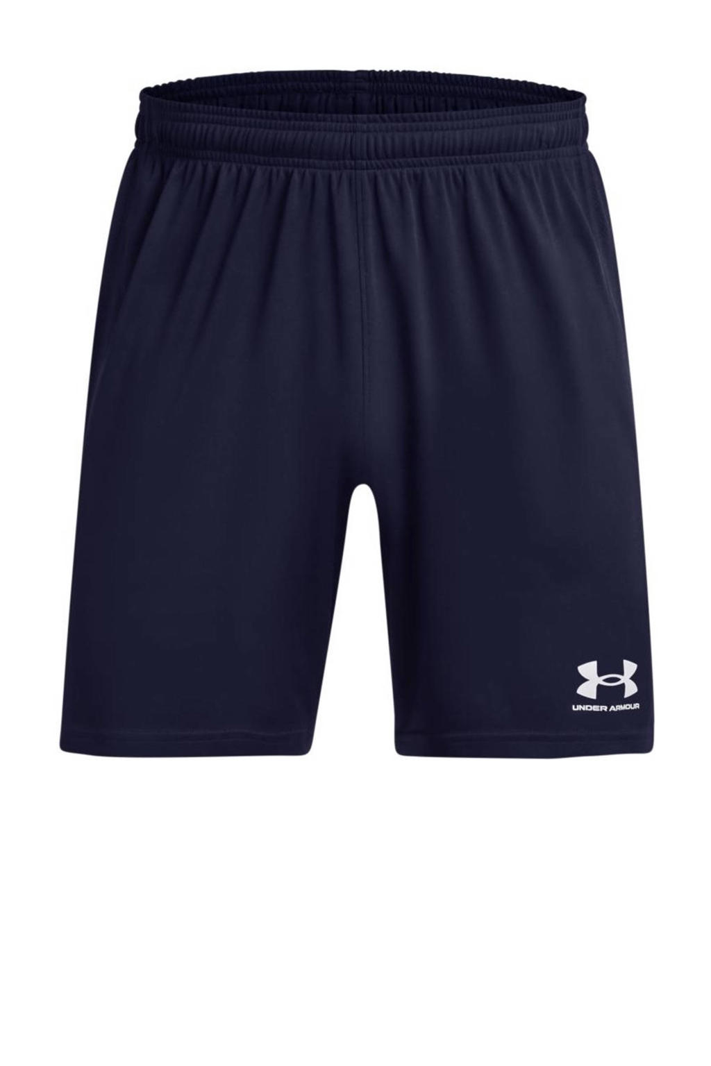 Donkerblauwe heren Under Armour Senior sportshort van polyester met slim fit, regular waist en logo dessin