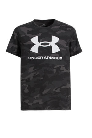   sport T-shirt Sporstyle logo zwart/grijs
