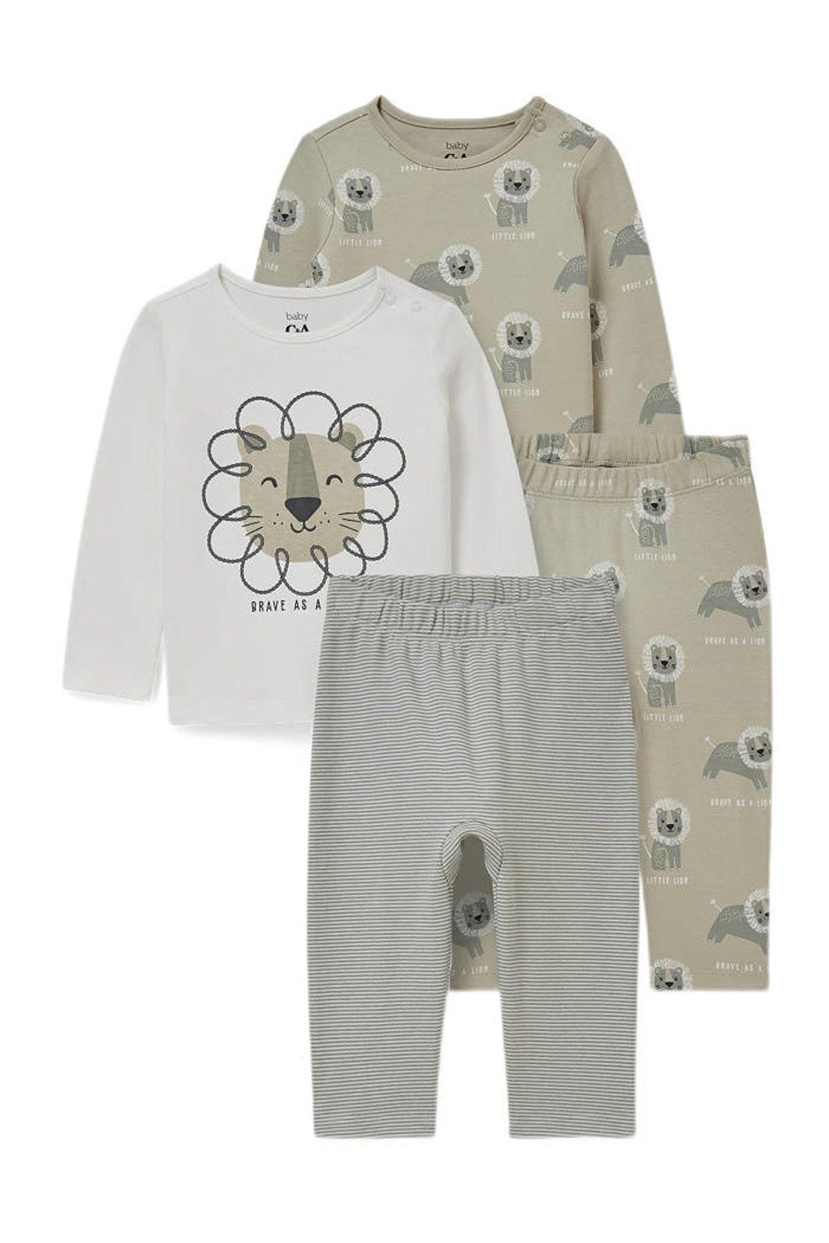 prioriteit optie Richtlijnen C&A Baby Club pyjama - set van 2 grijs/kaki | wehkamp