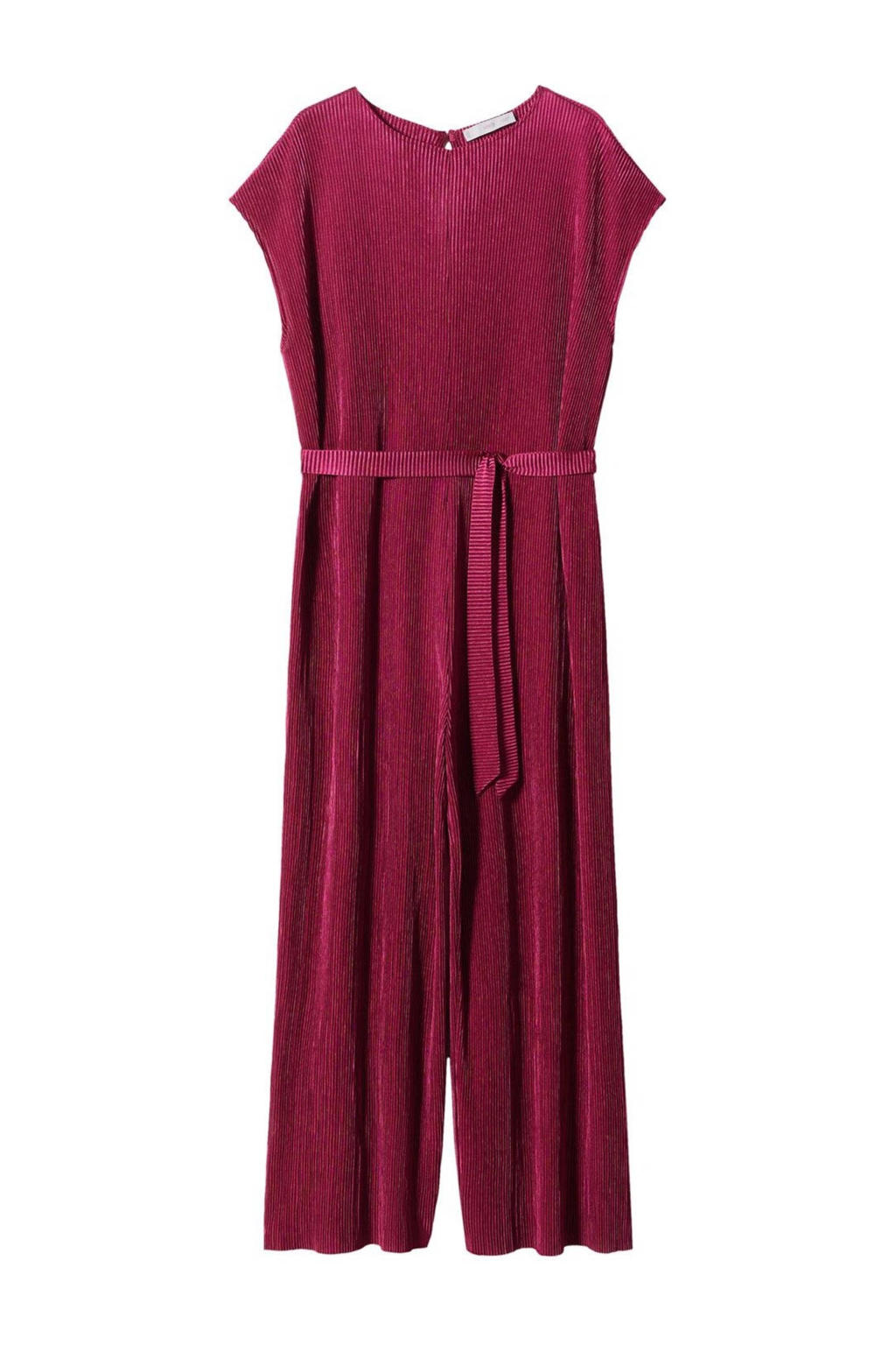 Mango jumpsuit in glanzend plisse paars wehkamp