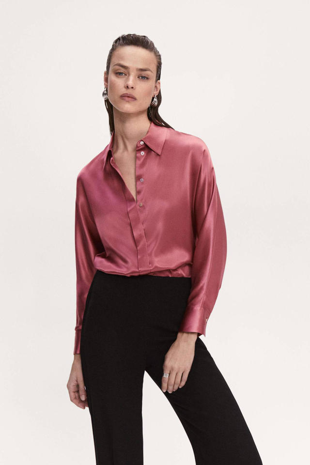 zijden blouse roze |