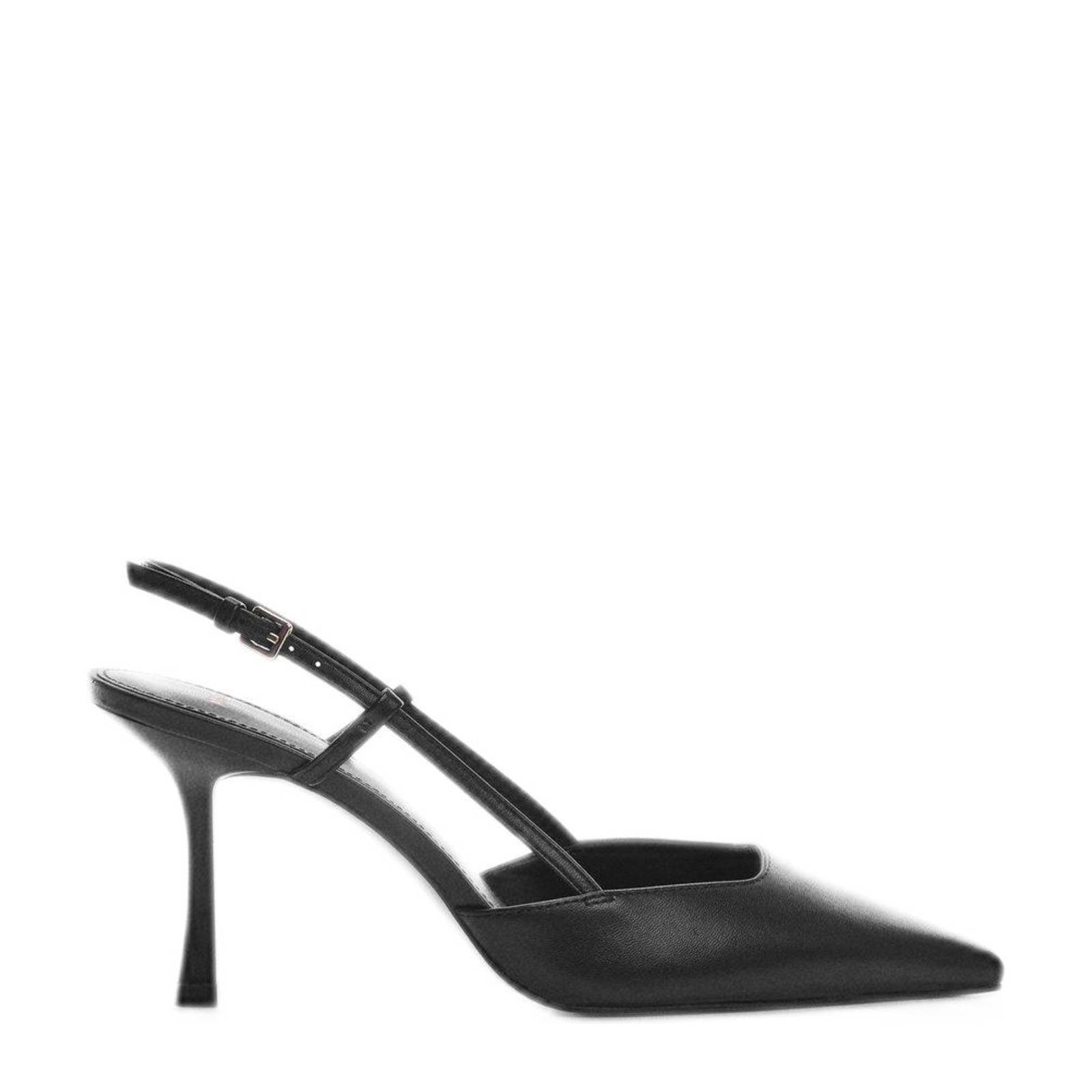 Mango leren slingback pump zwart | wehkamp