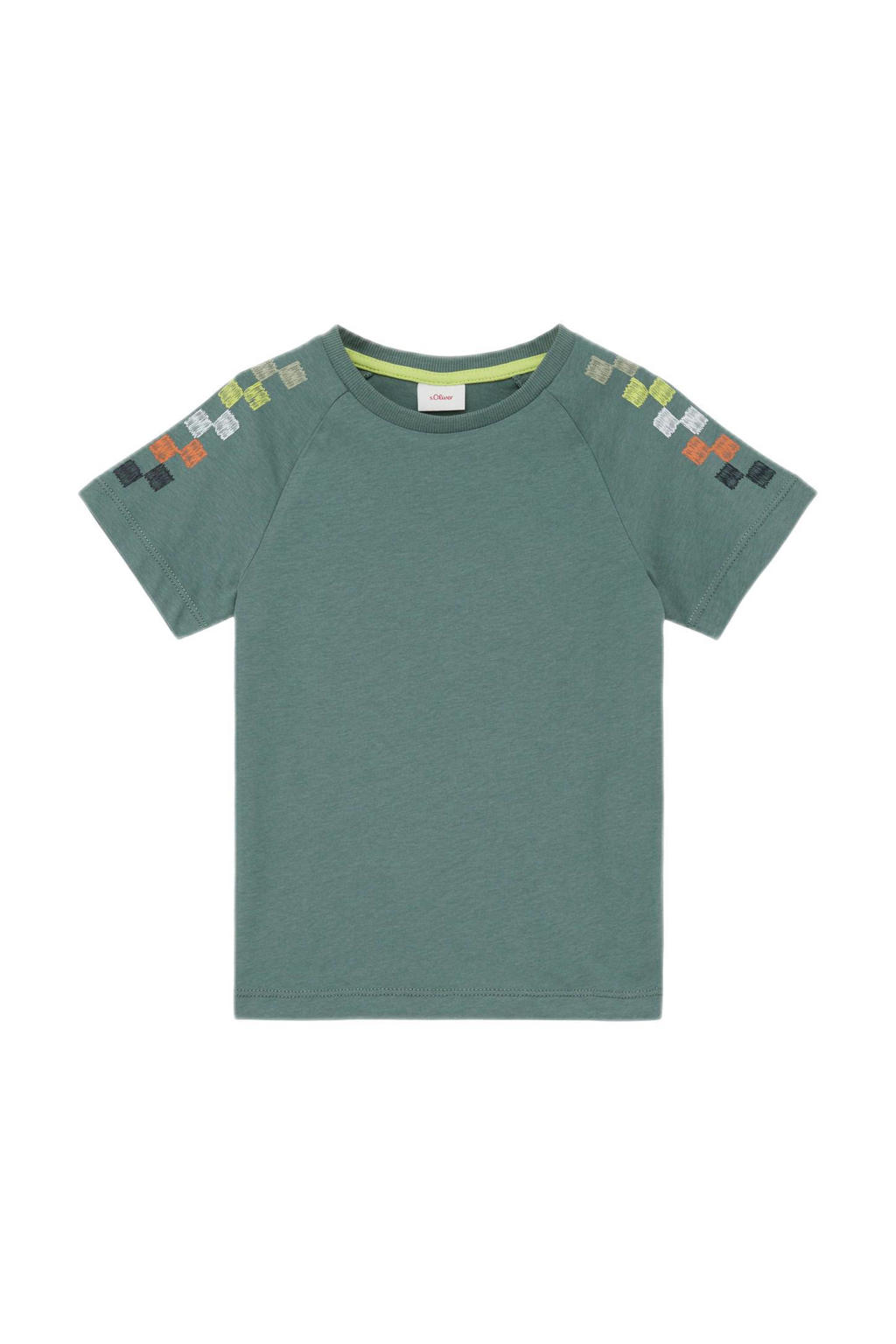Petrolkleurige jongens s.Oliver T-shirt van katoen met backprint, korte mouwen en ronde hals