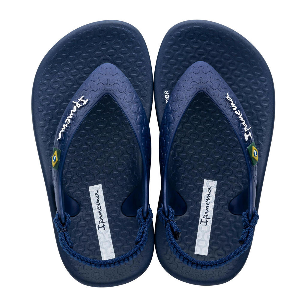 Donkerblauwe meisjes Ipanema Anatomic Soft Baby teenslippers met hielbandje van rubber