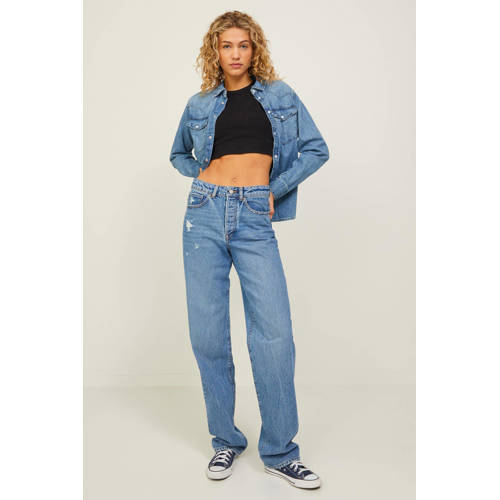 JJXX ribgebreide crop top JXFLORIE zwart afbeelding