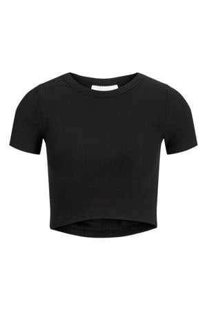 ribgebreide crop top JXFLORIE zwart