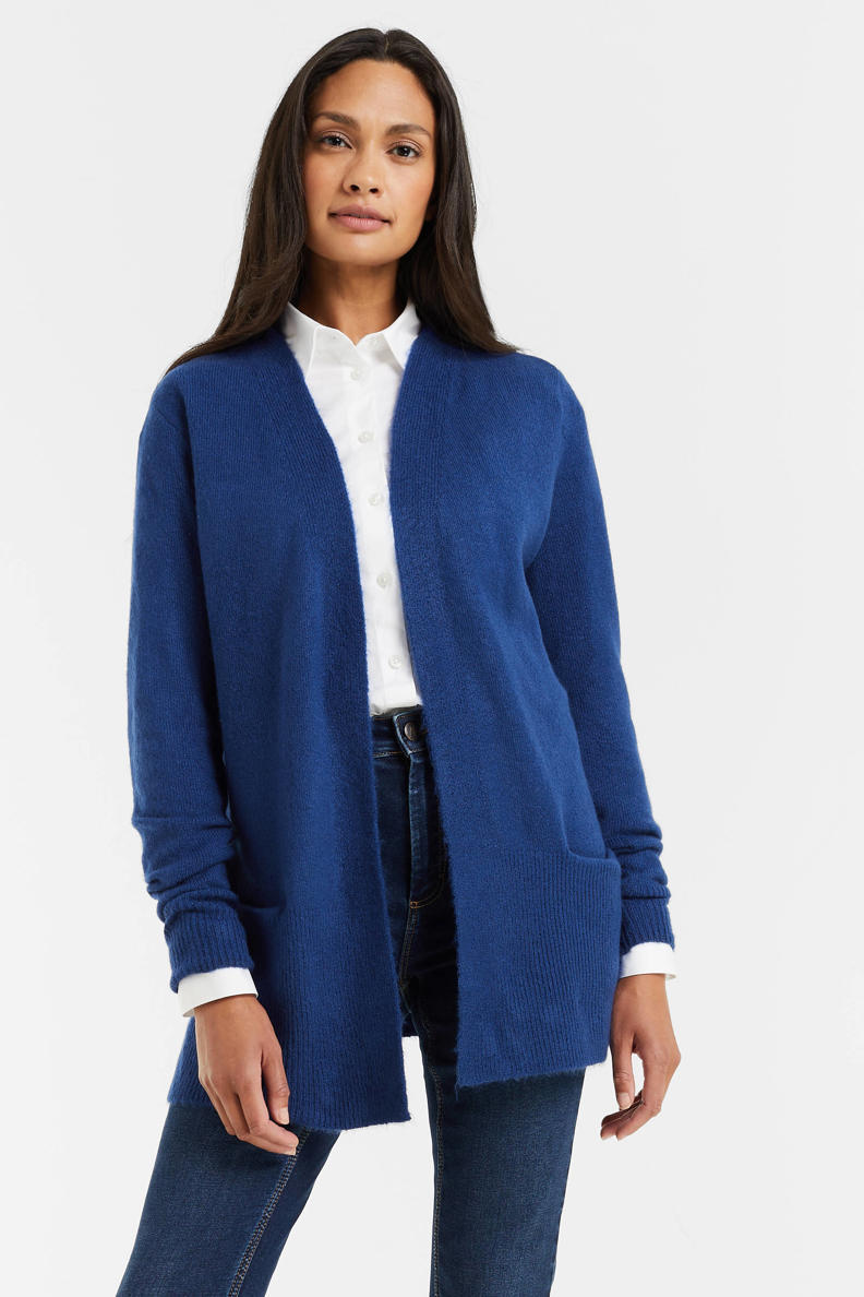 lang blauw vest dames