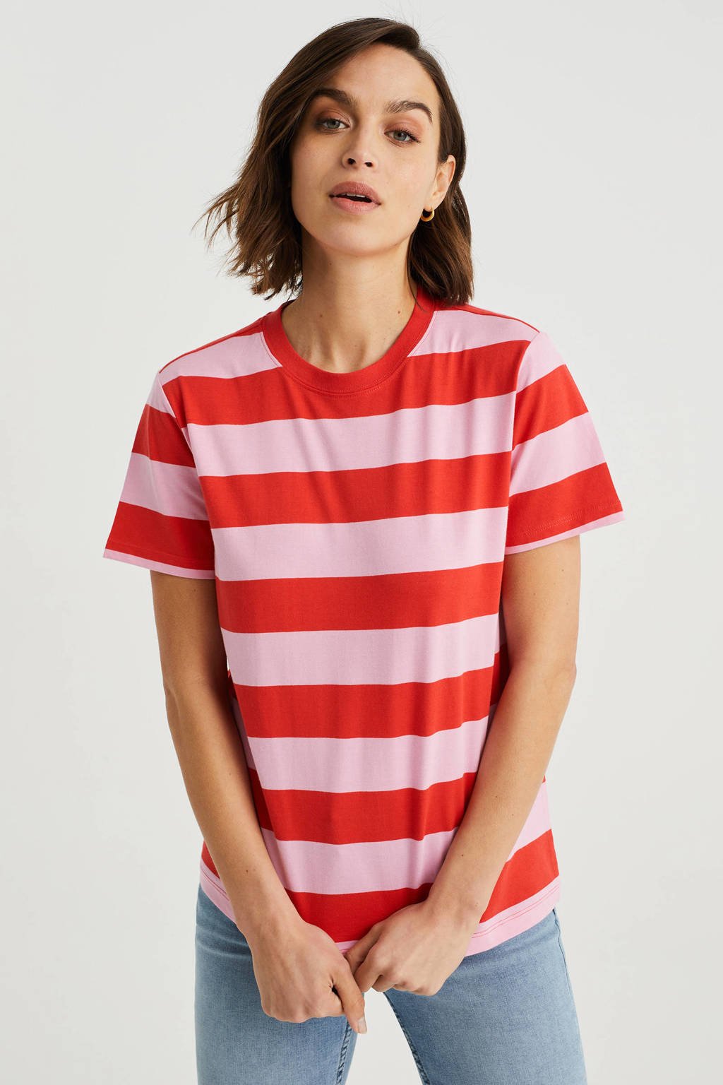 onstabiel Edelsteen Wreed WE Fashion gestreept T-shirt rood/roze | wehkamp