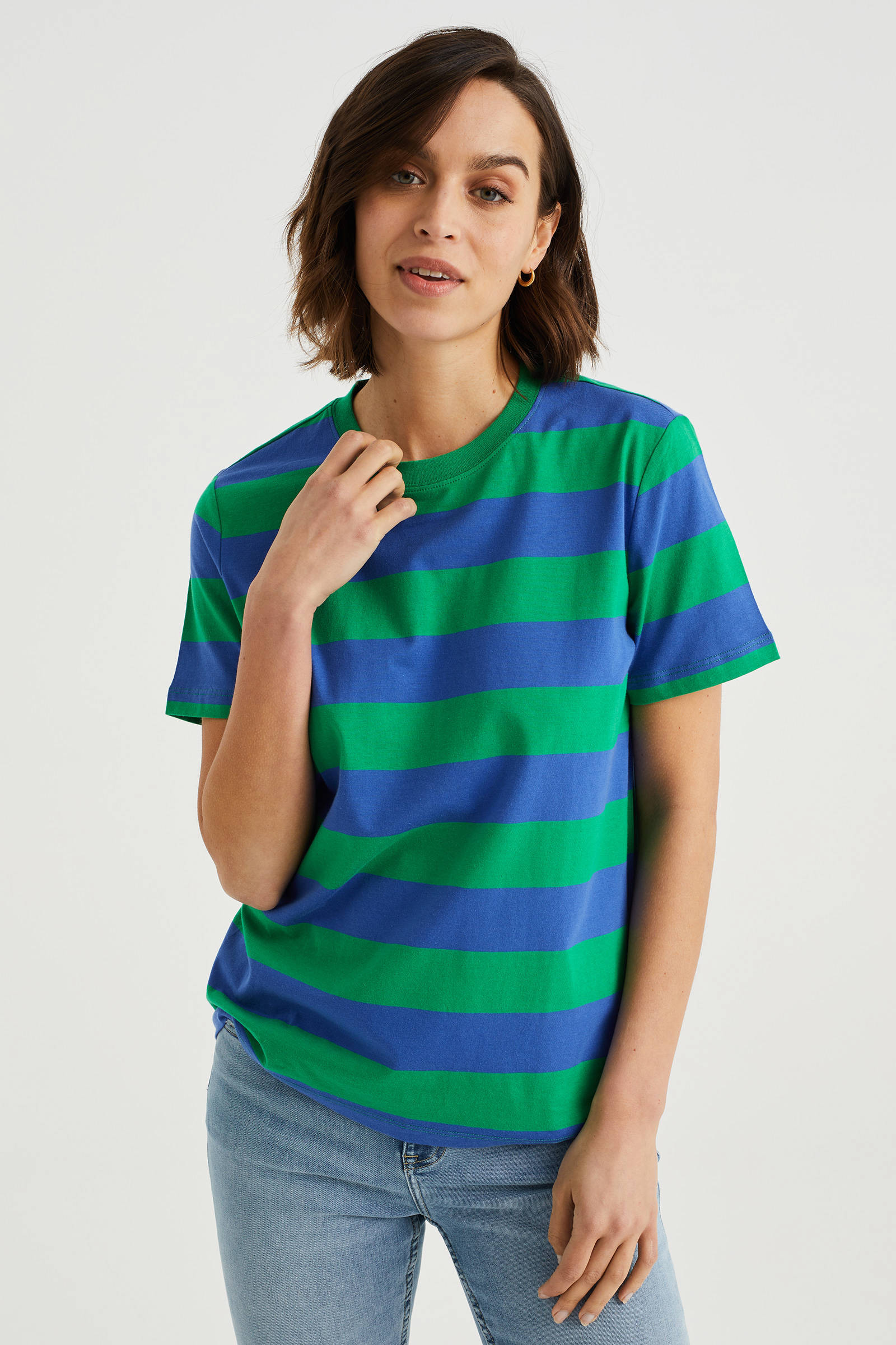 gestreept T shirt blauw groen