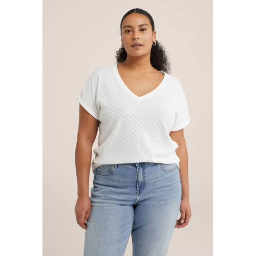 WE Fashion Curve top met open detail wit afbeelding