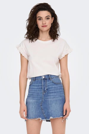 top ONLIRIS met ruches met broderie wit