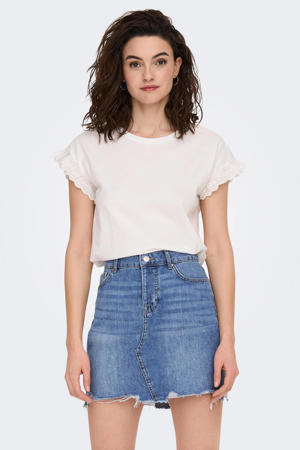 top ONLIRIS met ruches met broderie wit