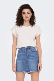 thumbnail: ONLY top ONLIRIS met ruches met broderie wit