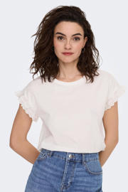 thumbnail: ONLY top ONLIRIS met ruches met broderie wit
