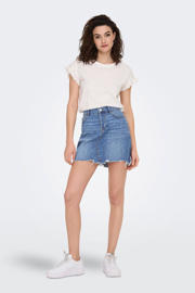 thumbnail: Witte dames ONLY top met effen, korte mouwen, ronde hals en broderie