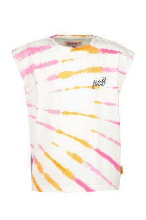 tie-dye T-shirt Hindra wit/roze/oranje