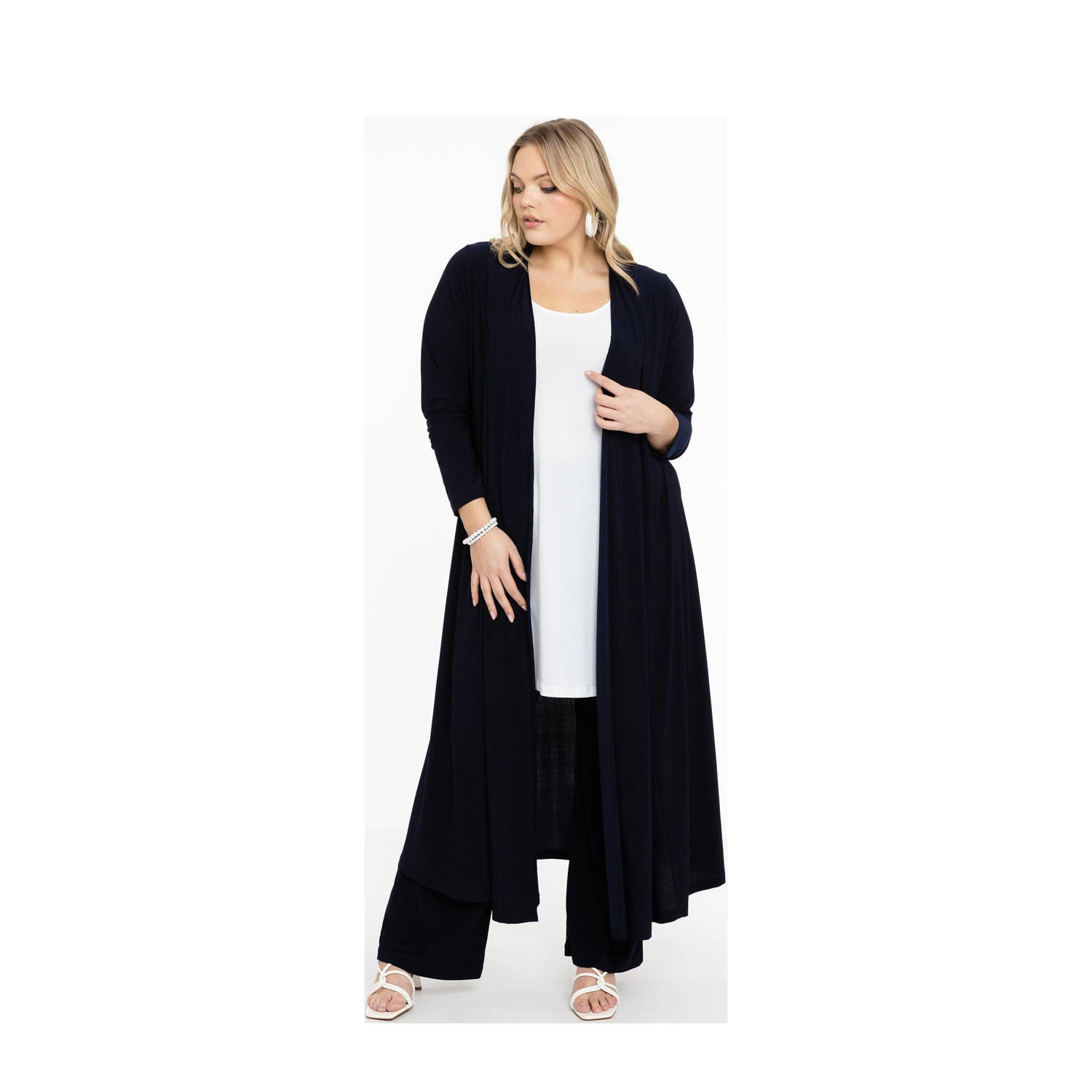 YOEK vest DOLCE van travelstof donkerblauw