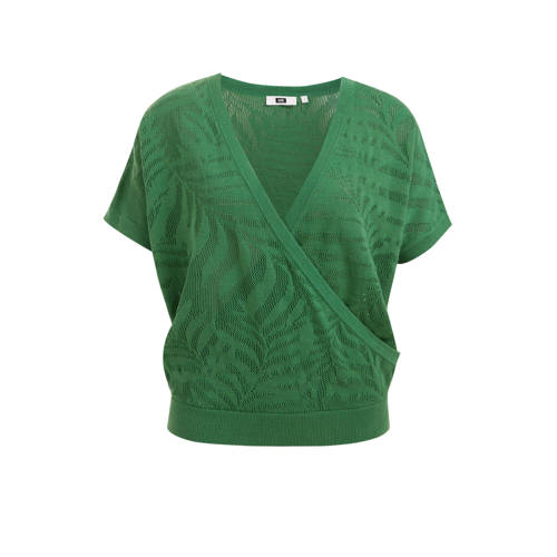 WE Fashion fijngebreide overslag top groen