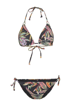voorgevormde triangel bikini Capri Bondey zwart/geel/groen