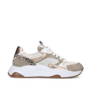   chunky leren sneakers taupe