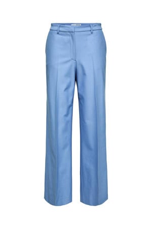 high waist straight fit pantalon SLFELIANA  blauw