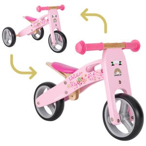 Wehkamp BikeStar mini loopfiets 2 in 1, hout, roze aanbieding