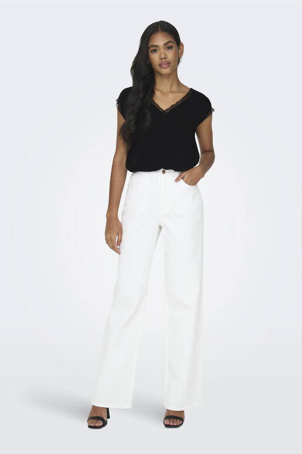 ONLY top ONLJASMINA met kant zwart