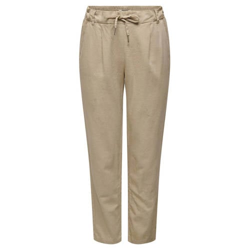 ONLY cropped high waist slim fit broek ONLCARO met linnen beige afbeelding